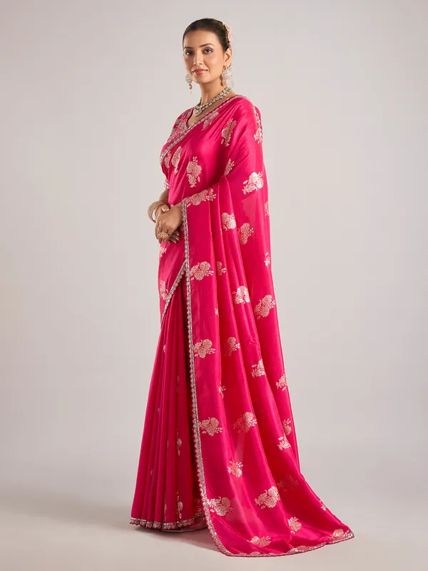 Magenta dola silk saree with sequin detailing