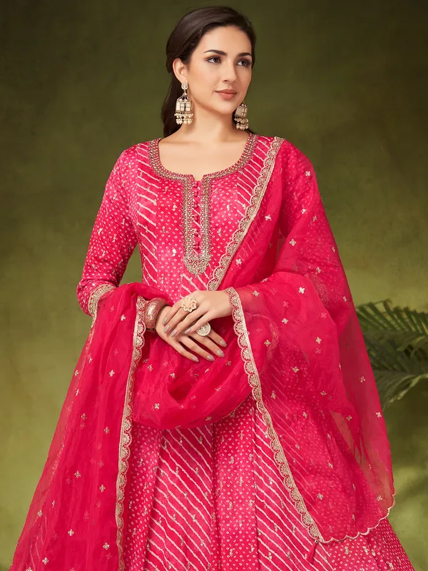 Magenta floor length anarkali suit for wedding wear