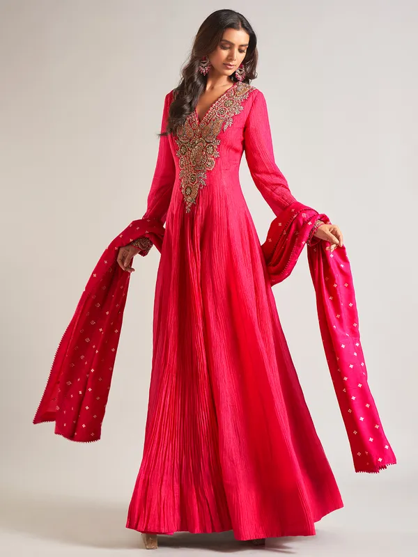 Magenta georgette anarkali salwar suit
