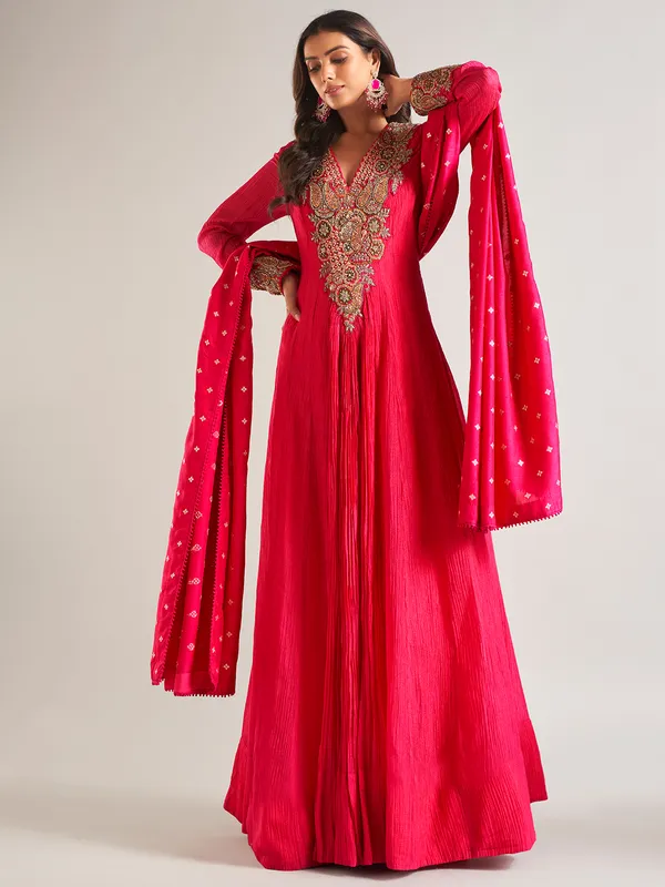 Magenta georgette anarkali salwar suit