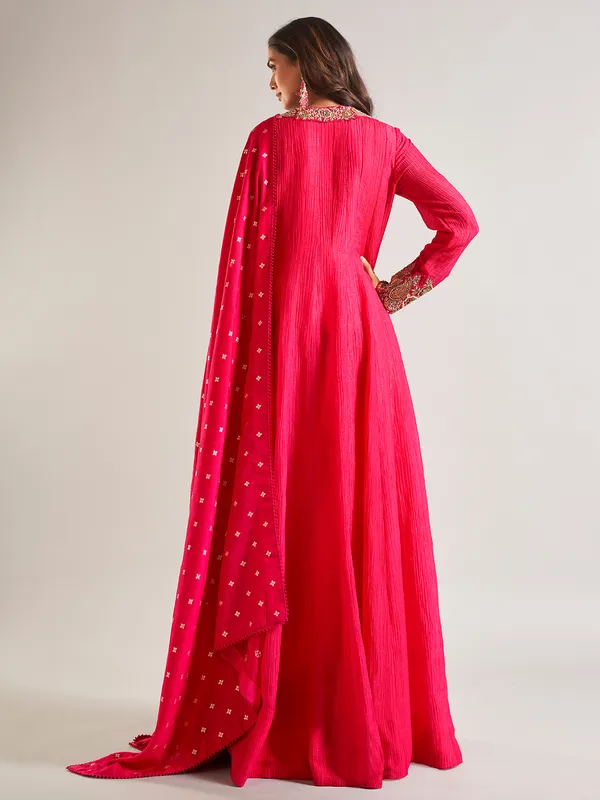 Magenta georgette anarkali salwar suit