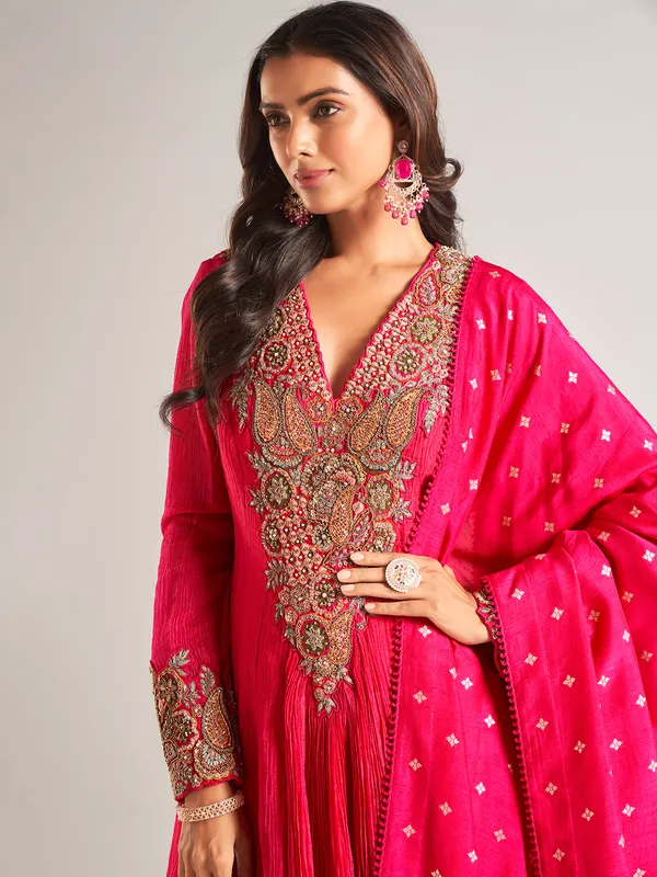Magenta georgette anarkali salwar suit