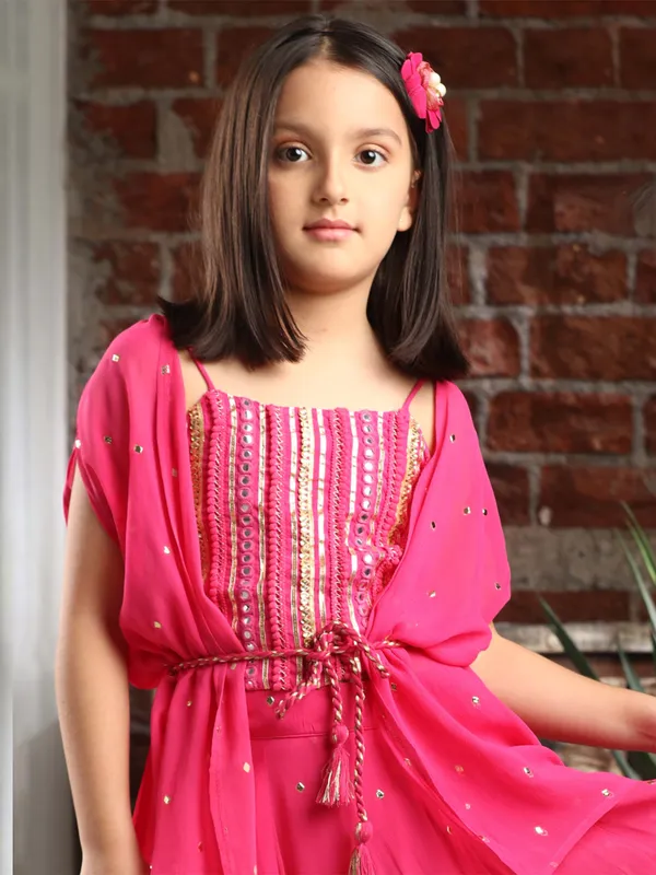 Magenta georgette jacket style indowestern suit