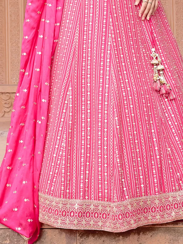 Magenta georgette lehenga choli with sequins shine