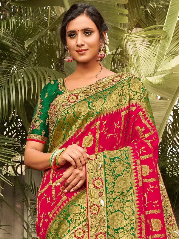Magenta heavy saree for wedding function in silk