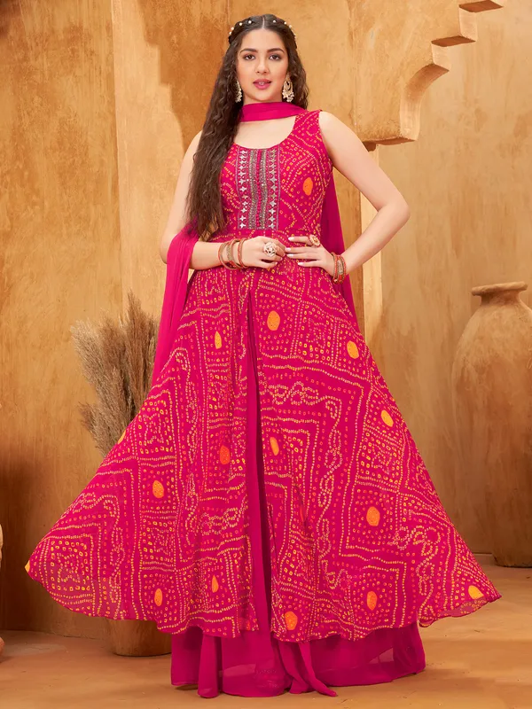 Magenta hue georgette printed palazzo set
