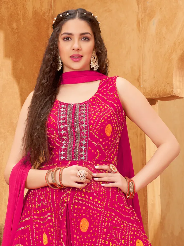 Magenta hue georgette printed palazzo set