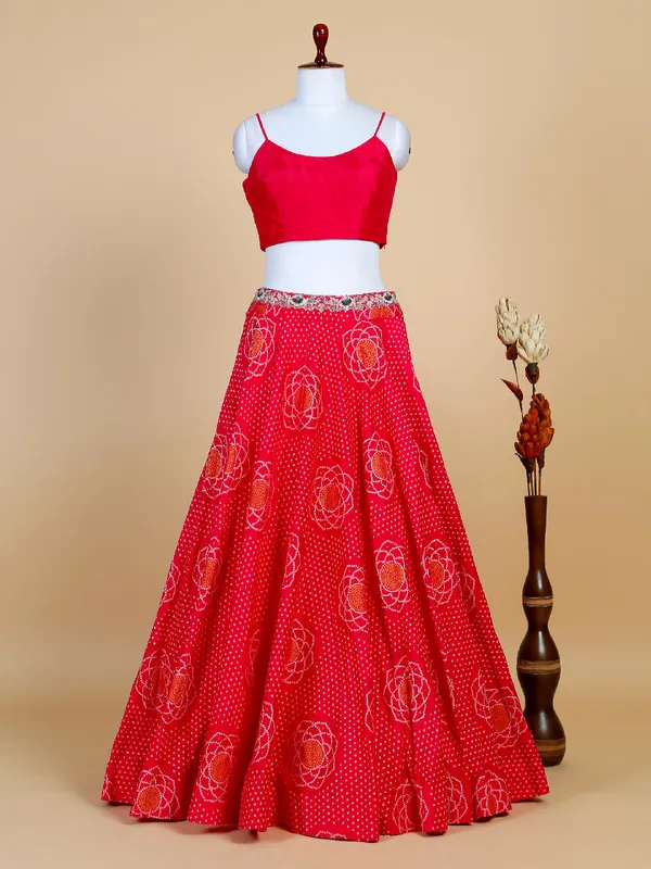 Magenta jacket style lehenga with crop top