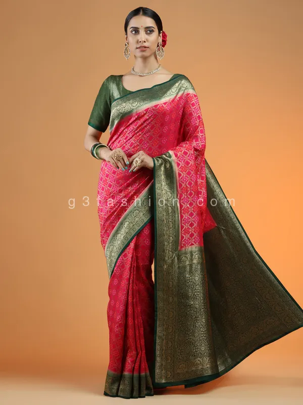 Magenta outstanding wedding events gaji silk saree