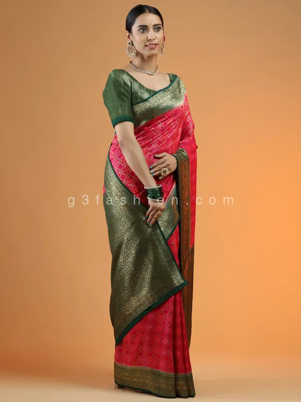 Magenta outstanding wedding events gaji silk saree