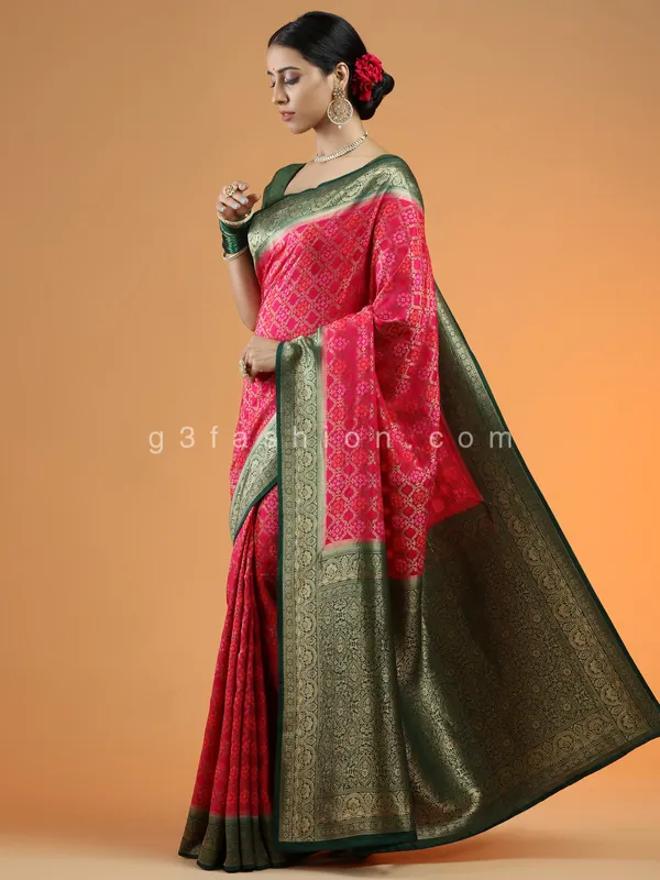 Magenta outstanding wedding events gaji silk saree