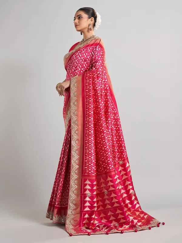 Magenta patola silk saree for wedding and festive wear