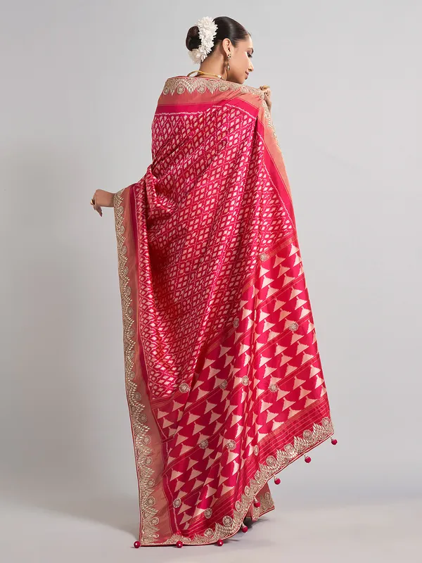 Magenta patola silk saree for wedding and festive wear