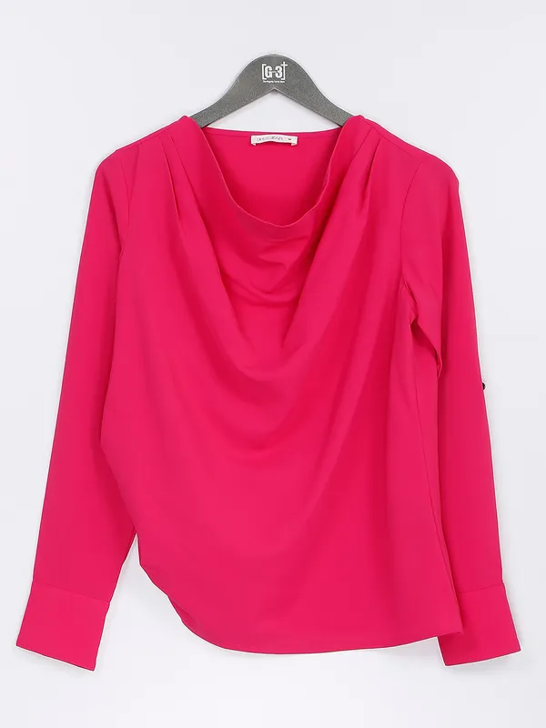 Magenta polyester top