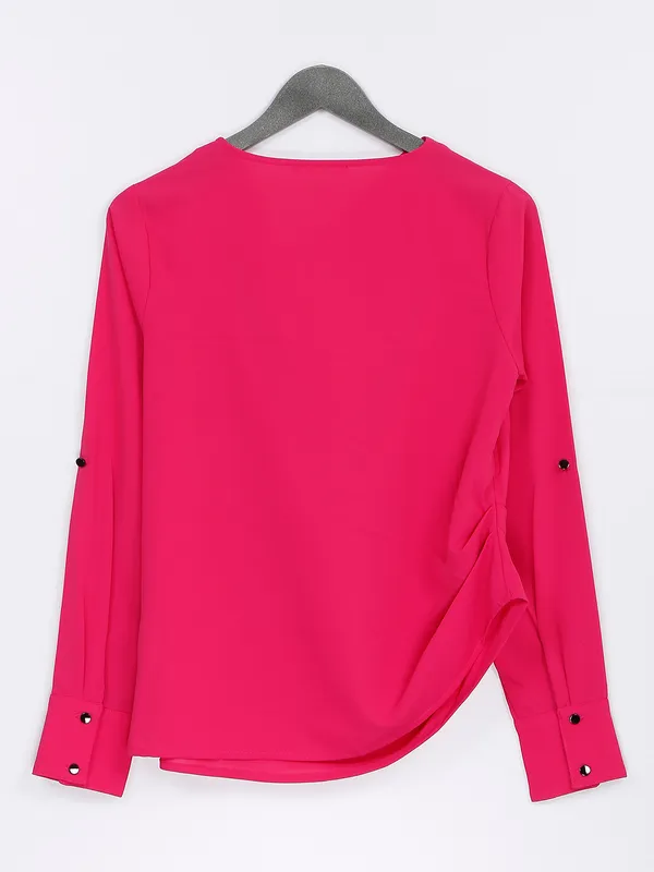 Magenta polyester top