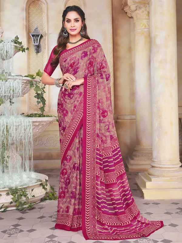 Magenta precious designer festive events crepe saree