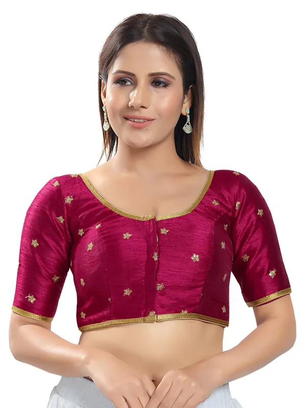 Magenta ready made blouse for womens in silk