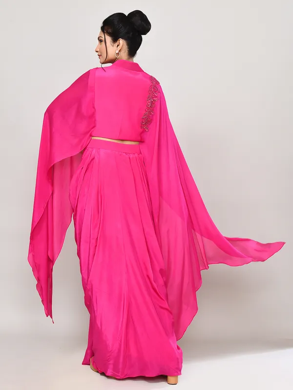Magenta satin designer indo western suit