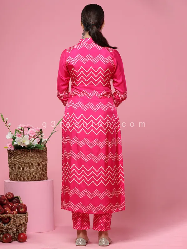 Magenta satin silk pant suit