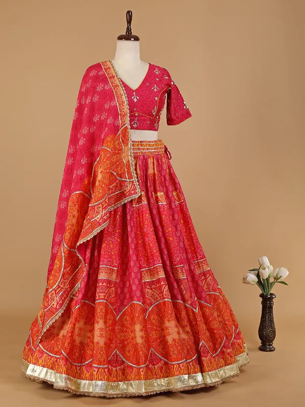 Magenta shaded silk lehenga choli with dupatta