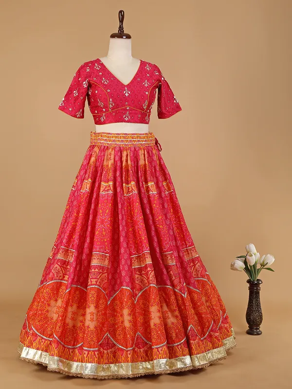 Magenta shaded silk lehenga choli with dupatta