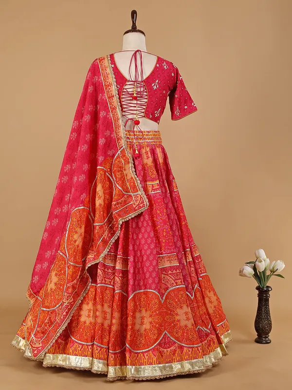 Magenta shaded silk lehenga choli with dupatta