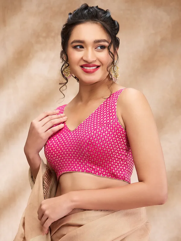 Magenta silk designer blouse for women