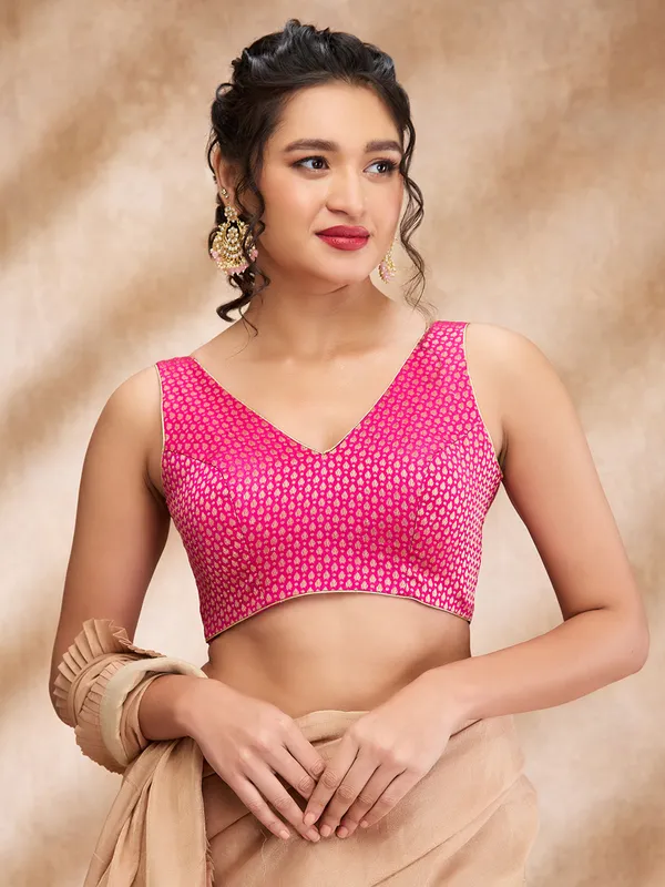 Magenta silk designer blouse for women
