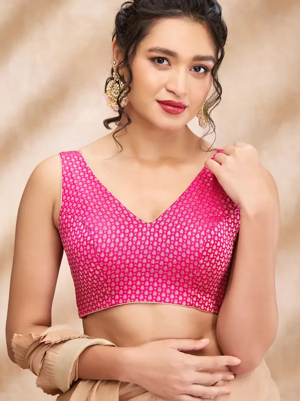 Magenta silk designer blouse for women
