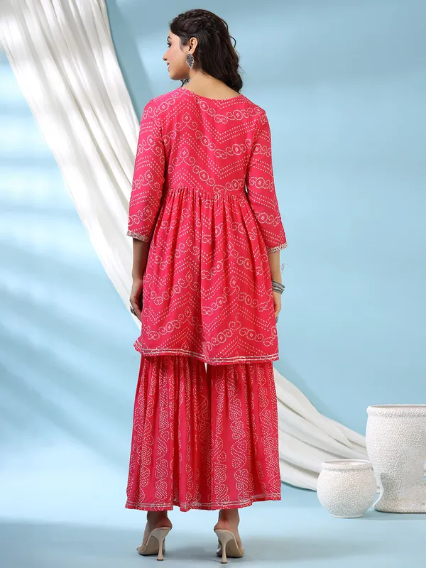Magenta silk festive wear sharara set