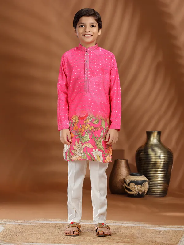 Magenta silk kurta pajama for festival