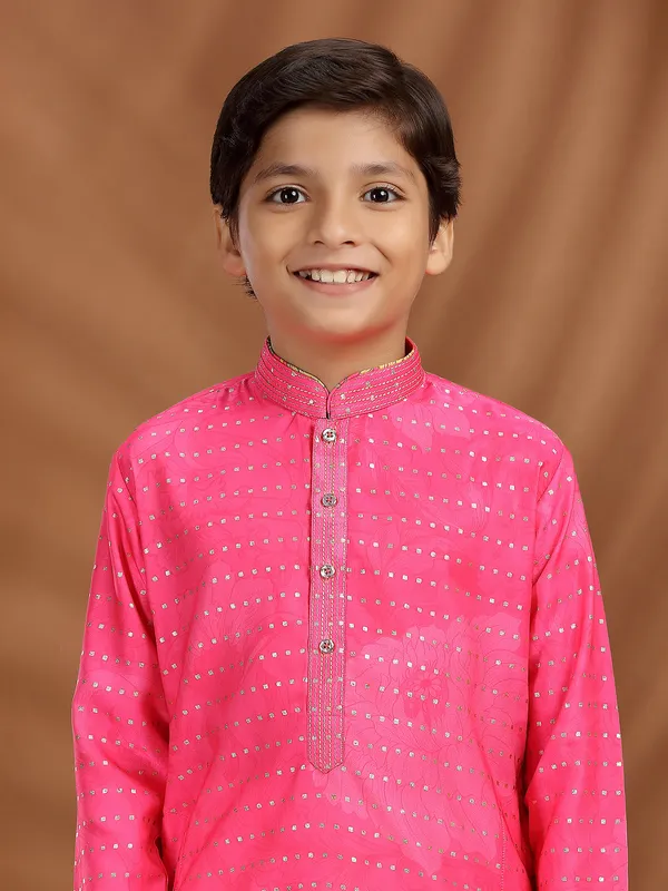 Magenta silk kurta pajama for festival