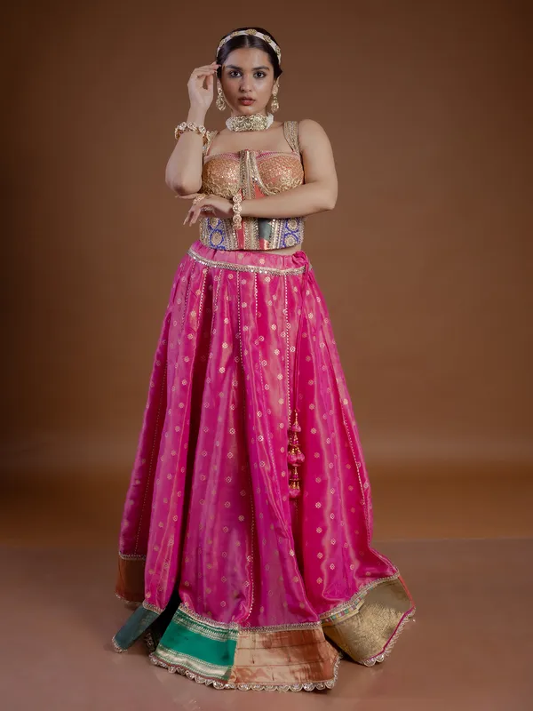 Magenta silk lehenga choli for navratri wear