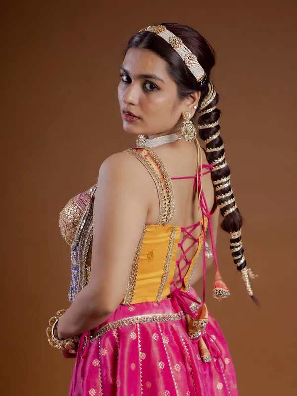 Magenta silk lehenga choli for navratri wear