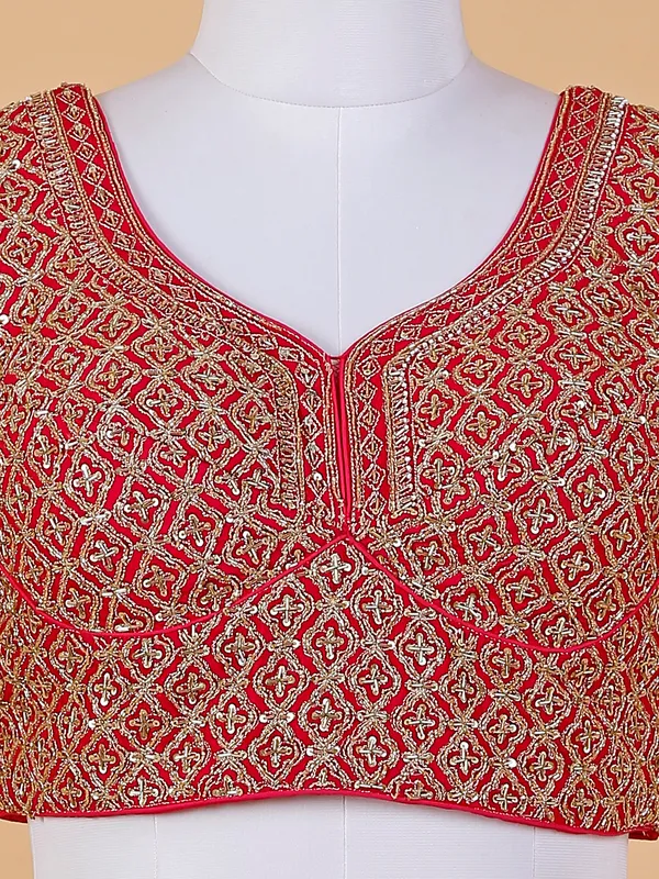 Magenta silk lehenga choli with net dupatta