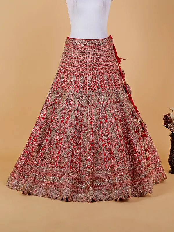 Magenta silk lehenga choli with net dupatta