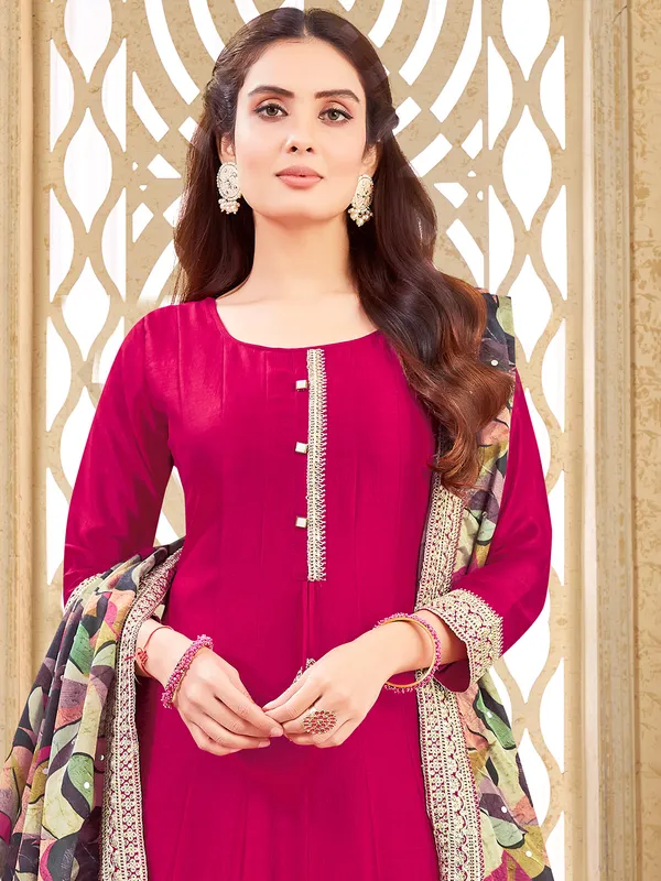 Magenta silk salwar suit for women