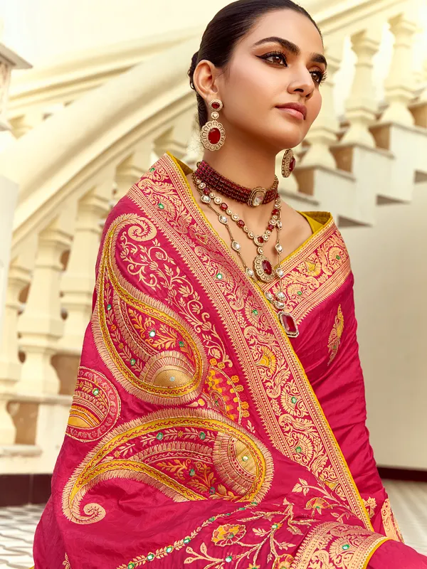 Magenta silk saree for wedding for wedding wear