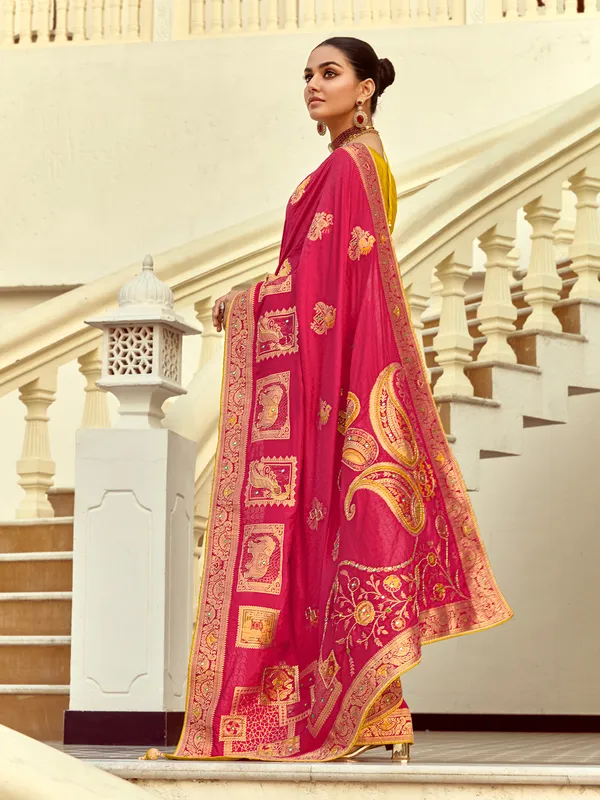 Magenta silk saree for wedding for wedding wear