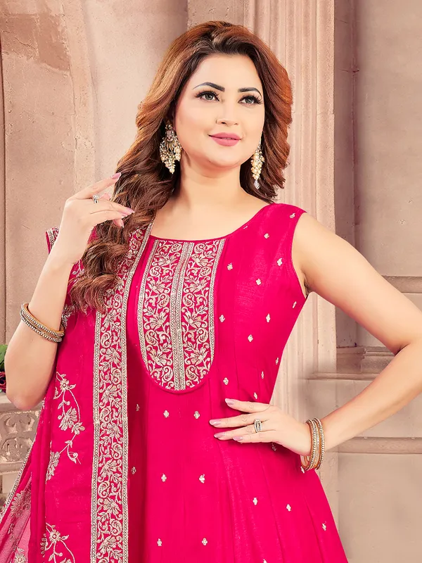 Magenta silk wedding wear salwar suit