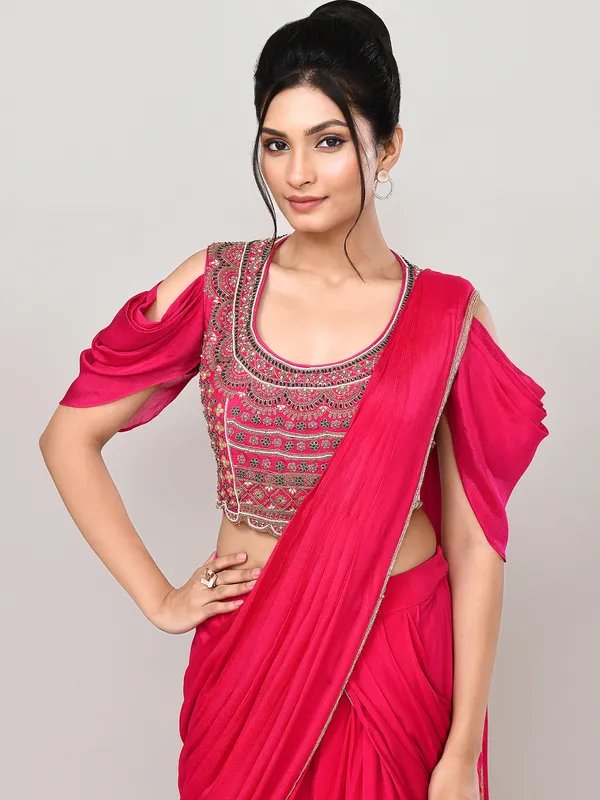 Magenta silk zardosi designer lehenga choli
