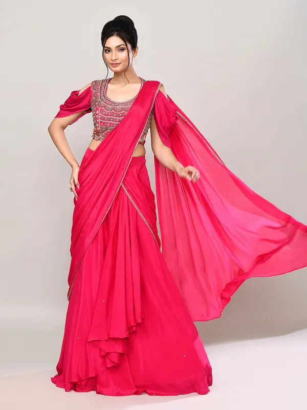 Magenta silk zardosi designer lehenga choli