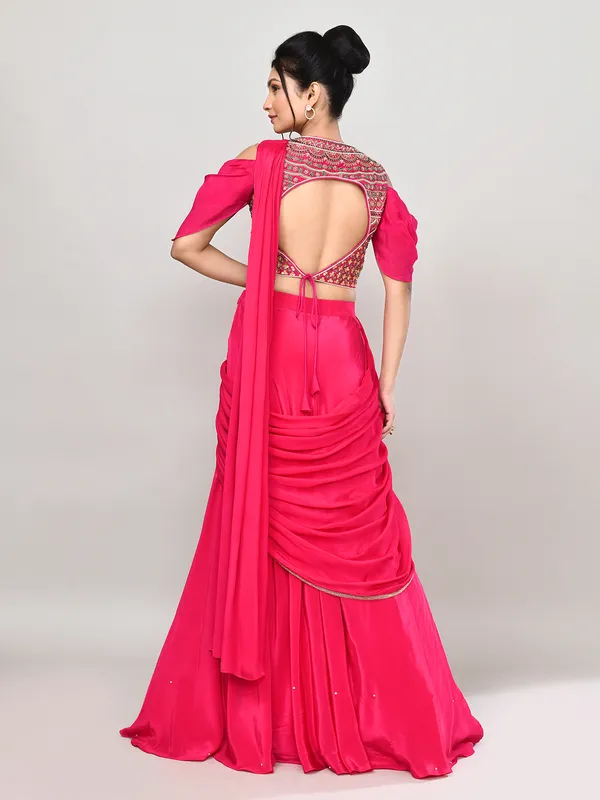 Magenta silk zardosi designer lehenga choli