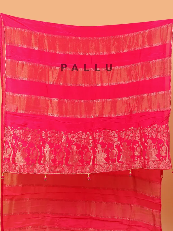 Magenta soft organza saree for wedding wear