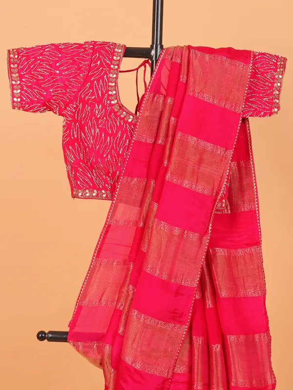 Magenta soft organza saree for wedding wear
