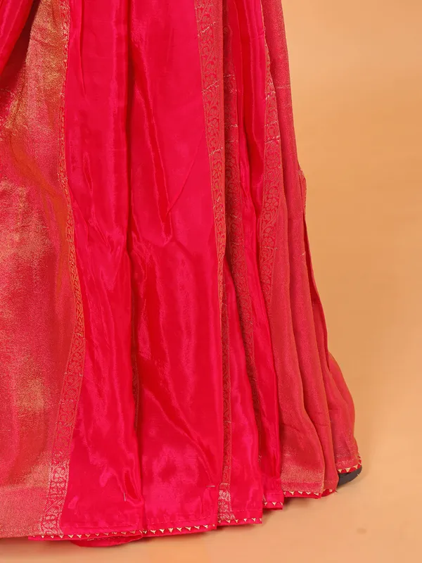 Magenta soft organza saree for wedding wear