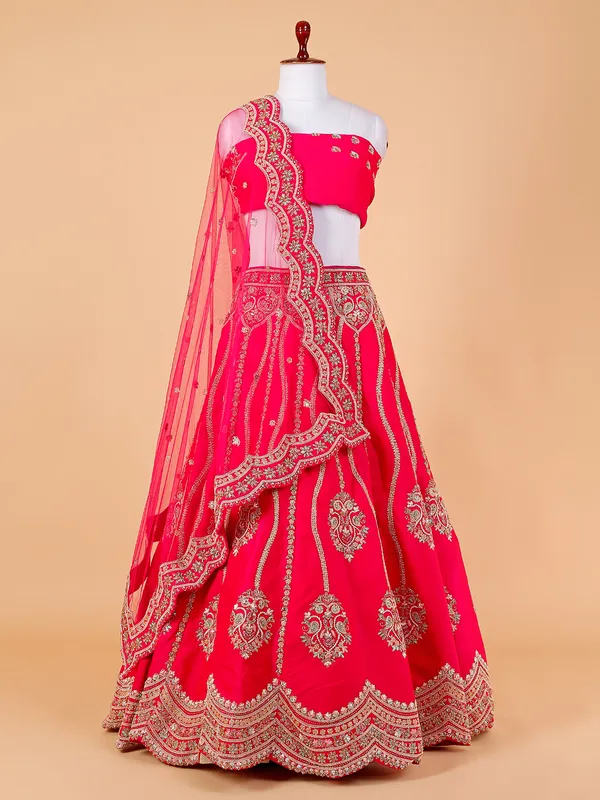 Magenta unstitched bridal lehenga choli
