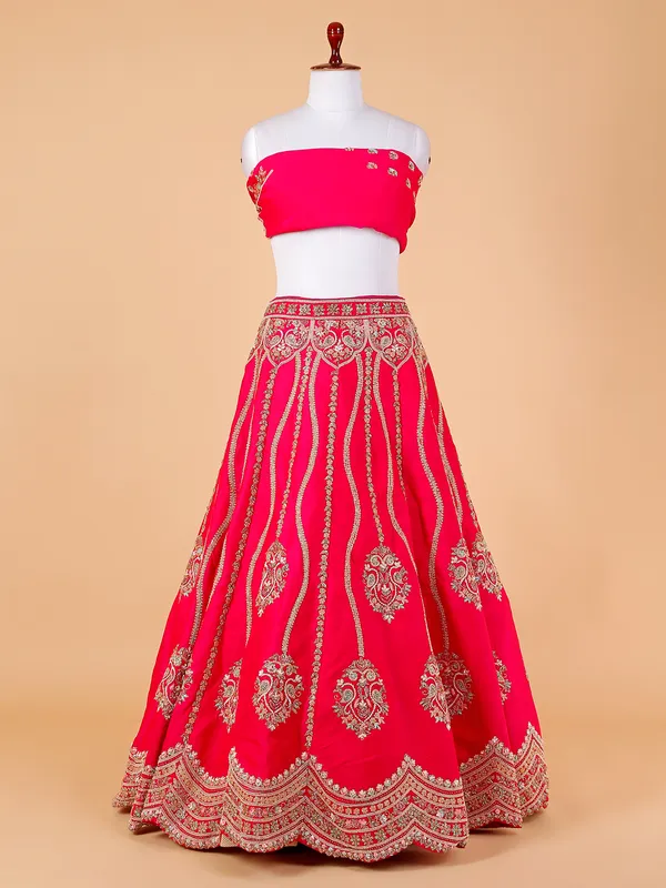 Magenta unstitched bridal lehenga choli