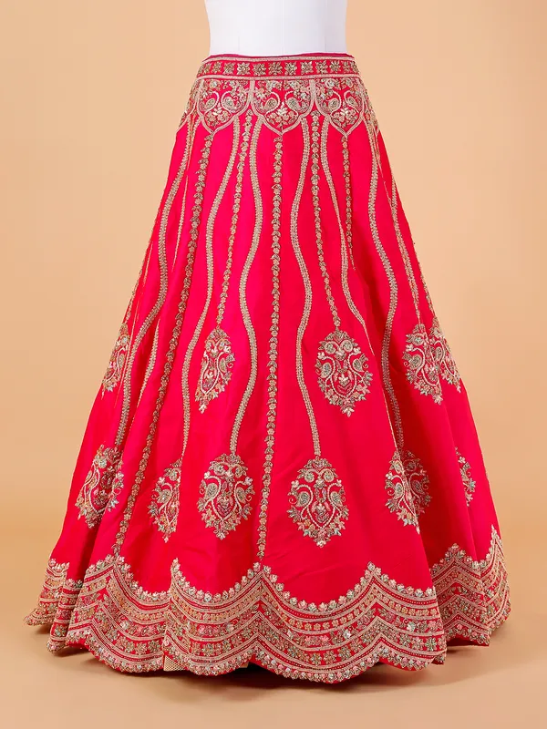 Magenta unstitched bridal lehenga choli