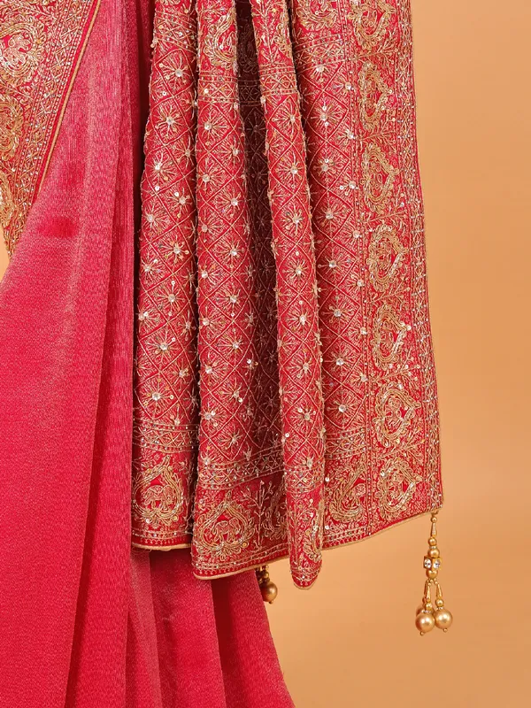 Magenta wedding wear saree for women